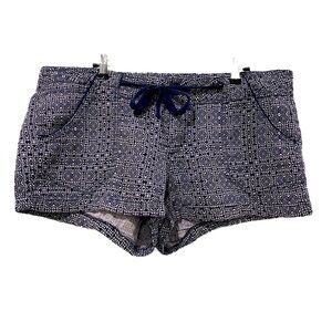 Jolt Linen Blue & White Drawstring Cuffed Shorts Junior’s 13